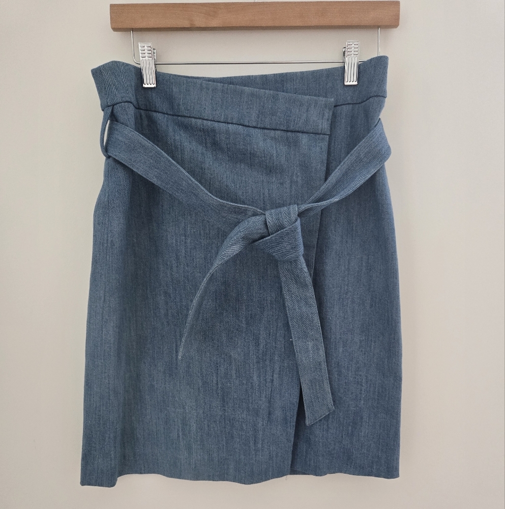 Sarah Campbell Denim Faux Wrap Skirt – Size 2